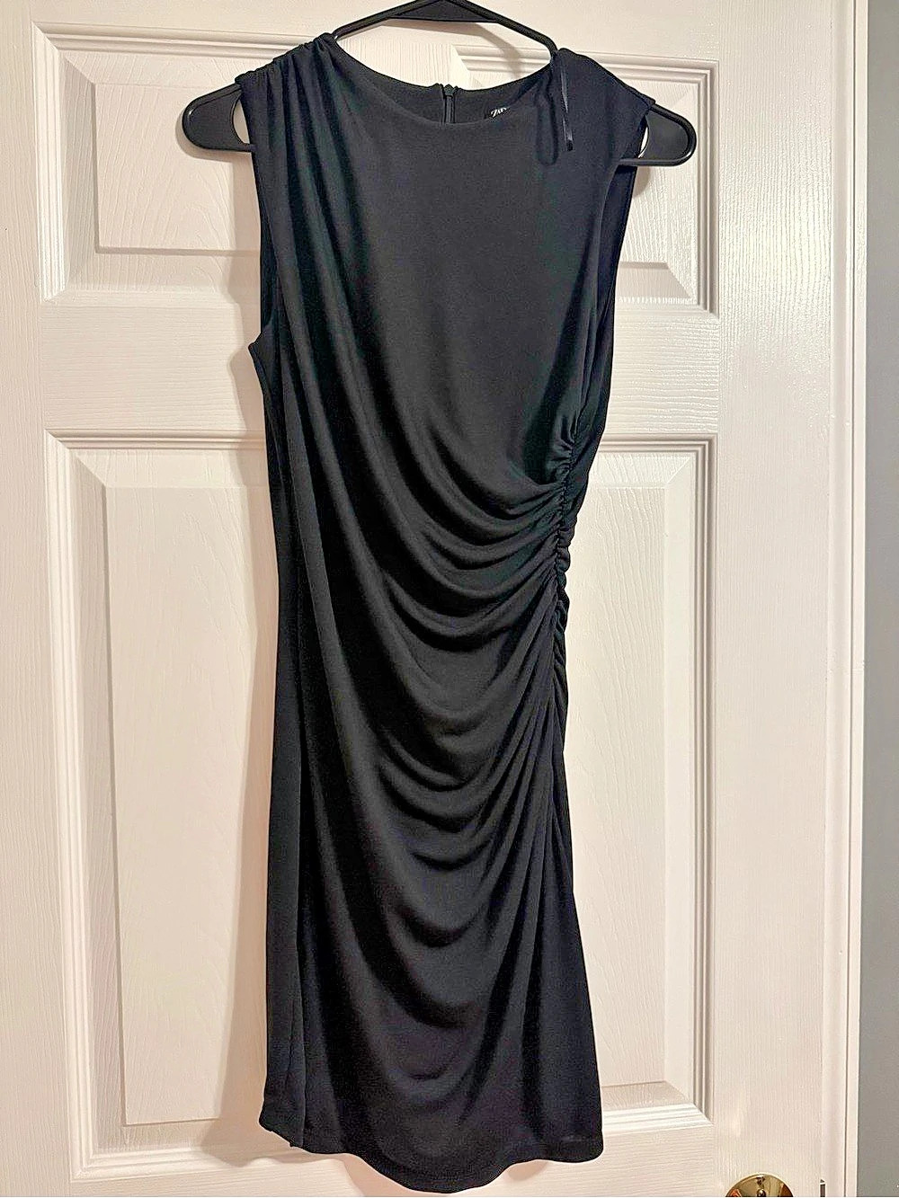 Zara Ruched Black Dress Size Small